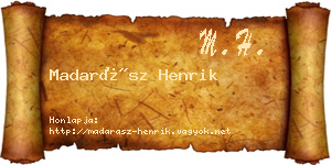 Madarász Henrik névjegykártya